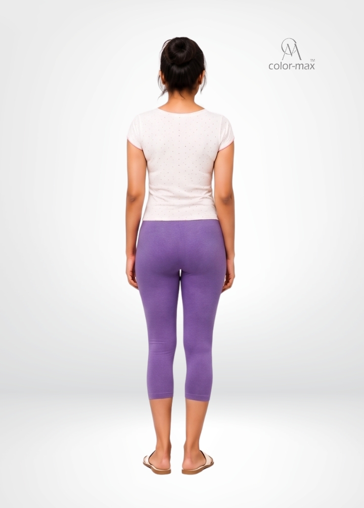 LILAC - Premium Cotton Lycra Capri Leggings - Hover